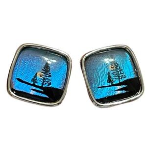 Vintage Art Deco Morpho Butterfly Wing Screwback Earrings